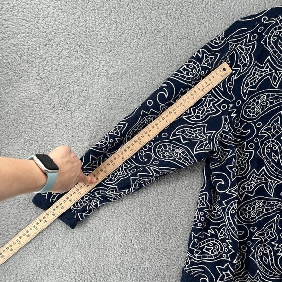 Victor Costa Occasion embroidered Jacket linen paisley Navy Blue White Sz 1X - Picture 6 of 13